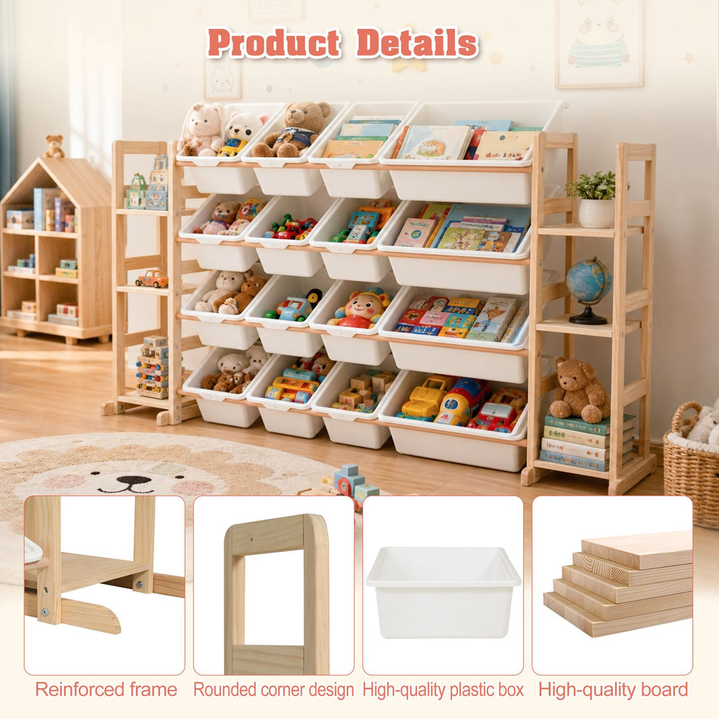 GALACTICA Kids Toy Storage Organizer with Bookshelf