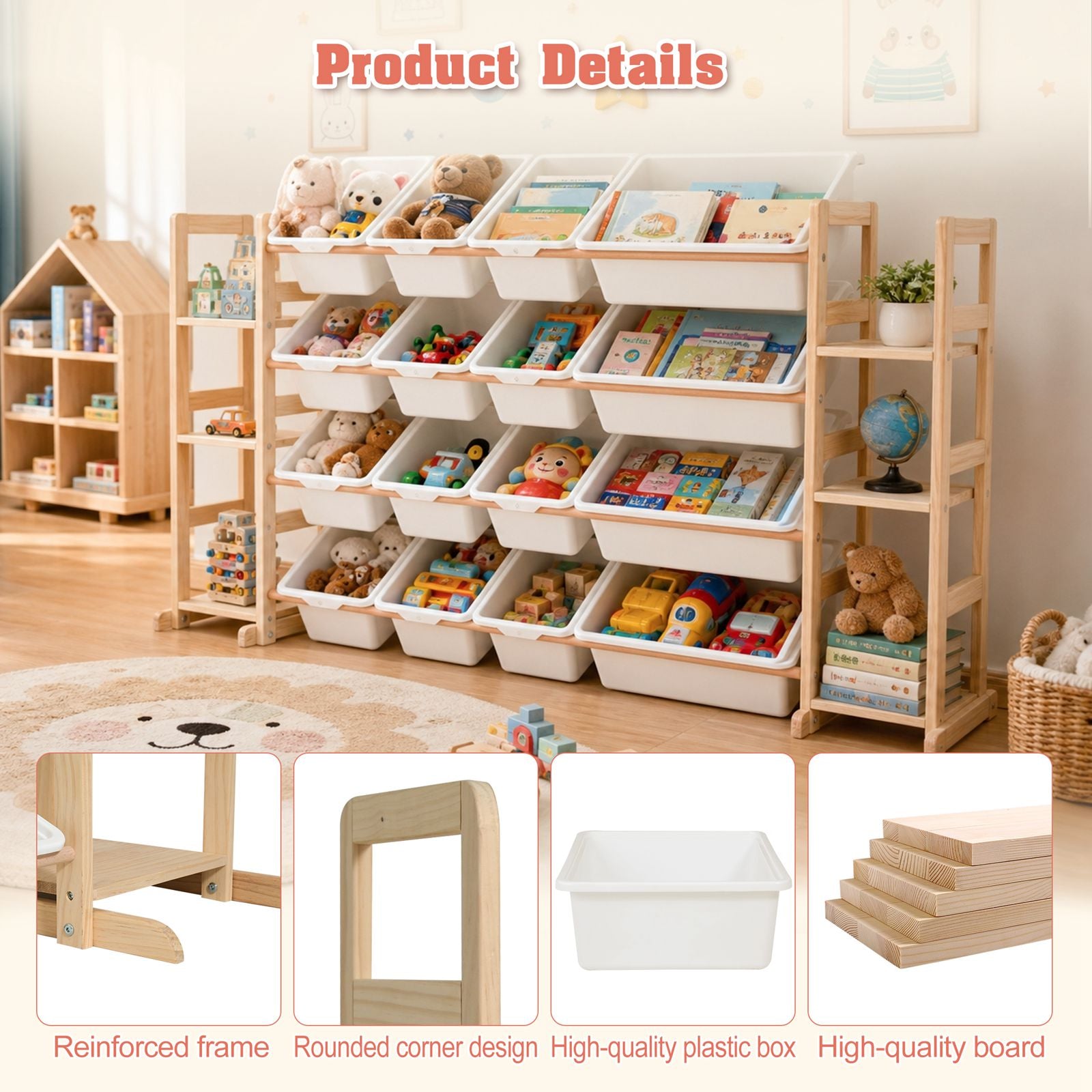 GALACTICA Kids Toy Storage Organizer with Bookshelf
