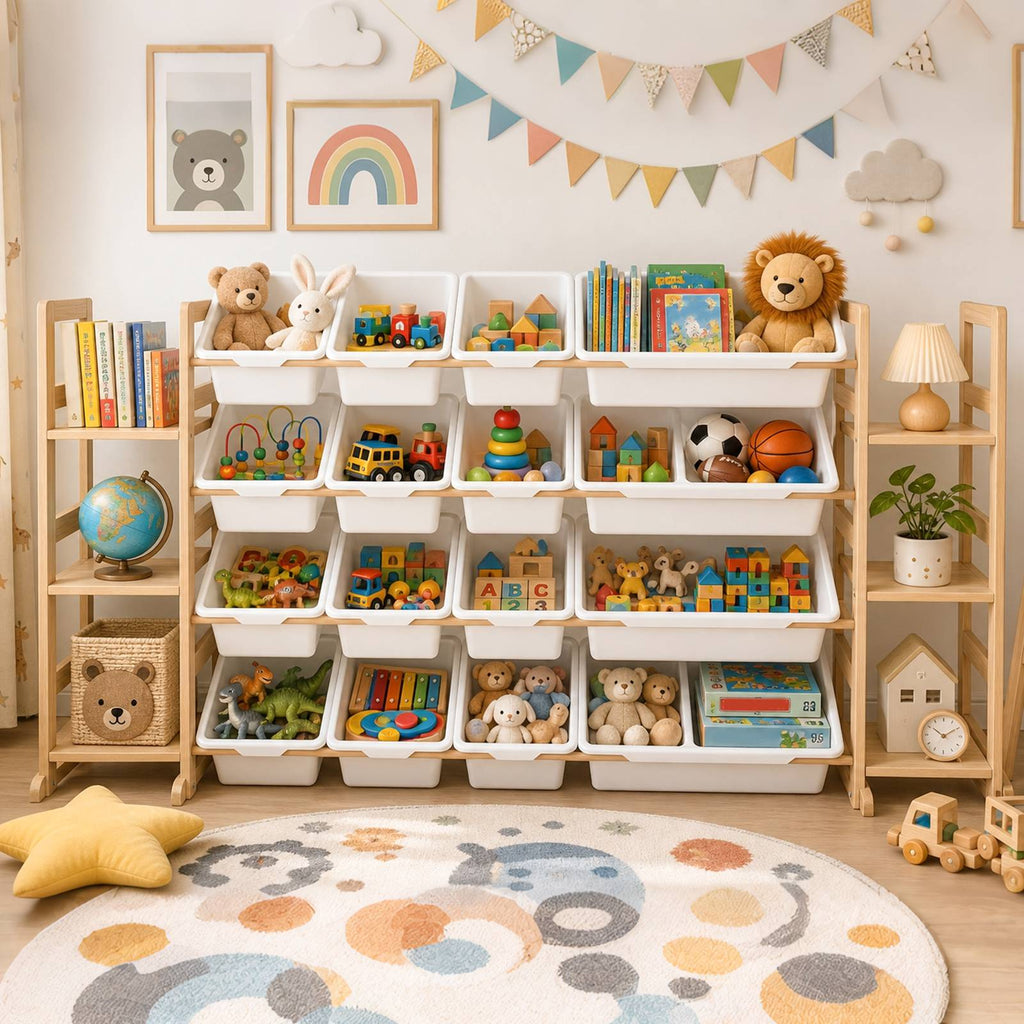 GALACTICA Kids Toy Storage Organizer with Bookshelf