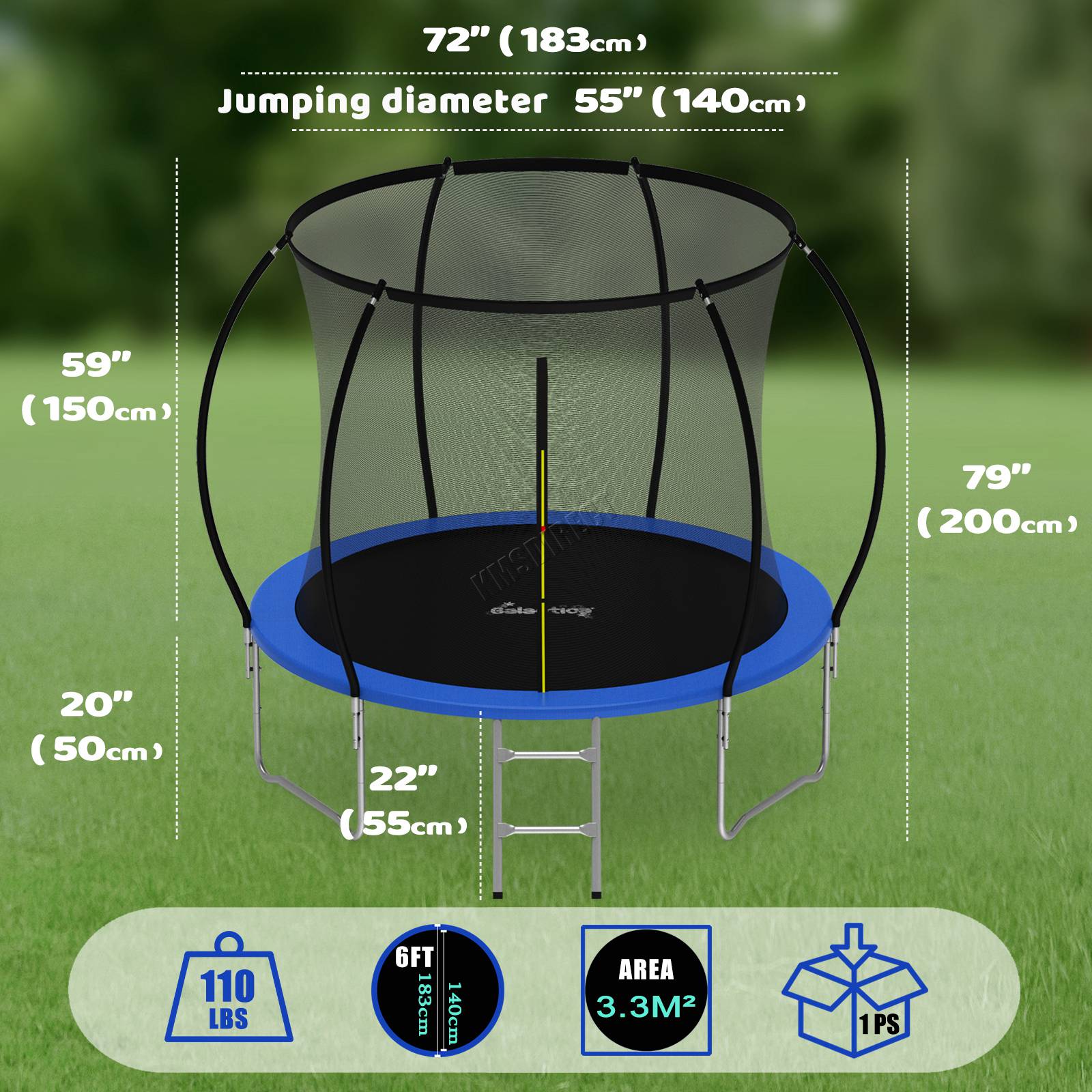GALACTICA Trampoline Super With Safety Net Enclosure