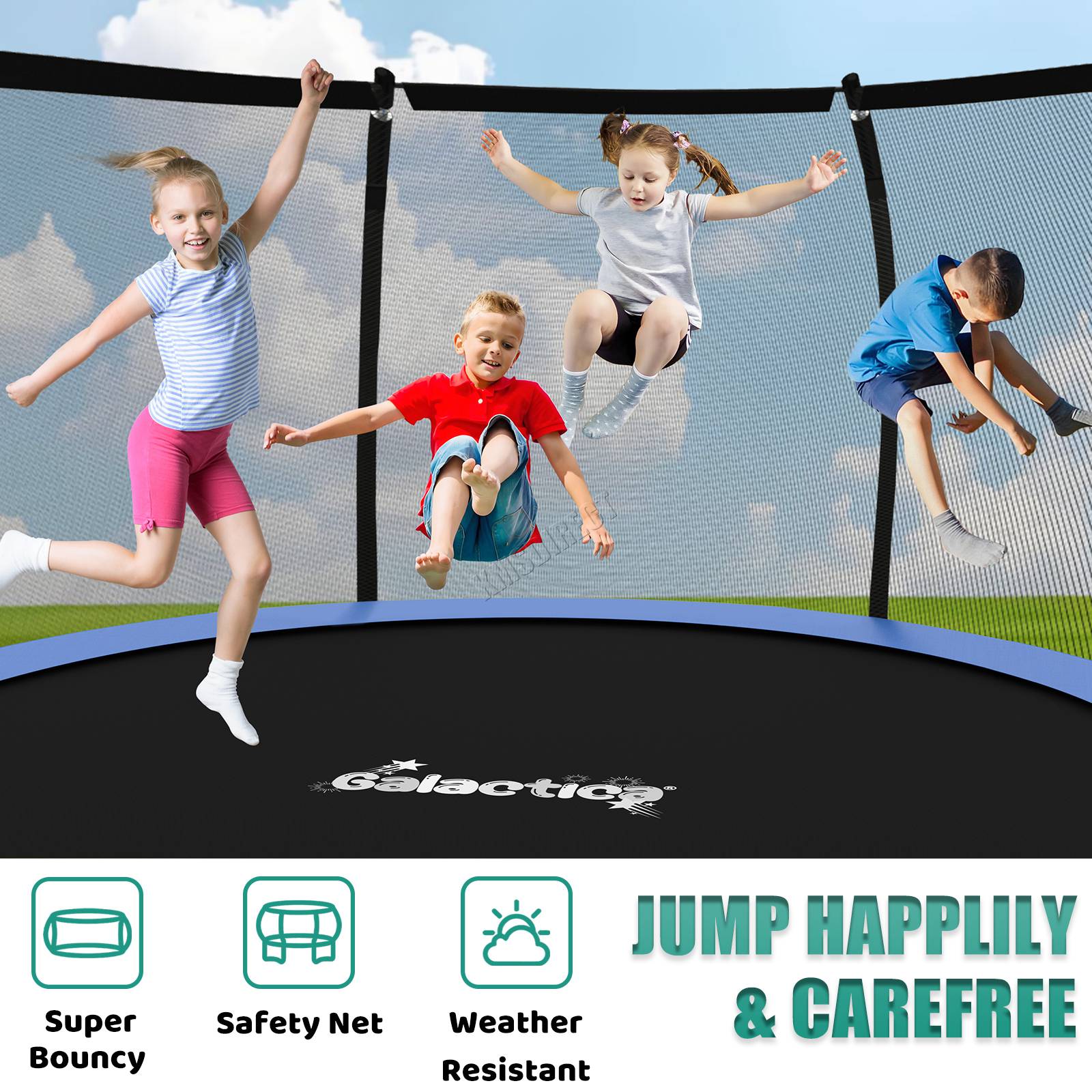 GALACTICA Trampoline Super With Safety Net Enclosure