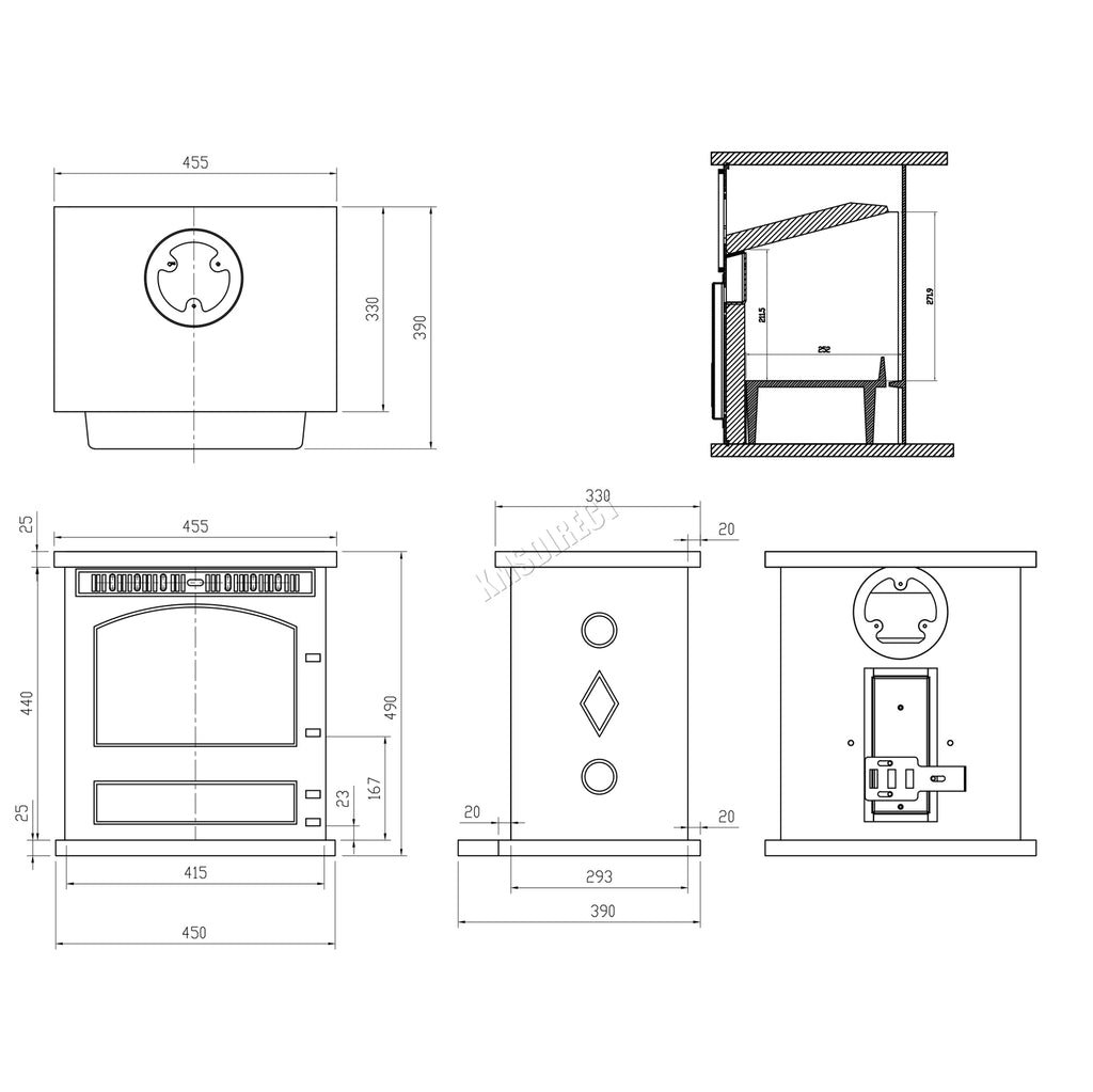 HEATSURE Wood Burner Stove JA010 7KW