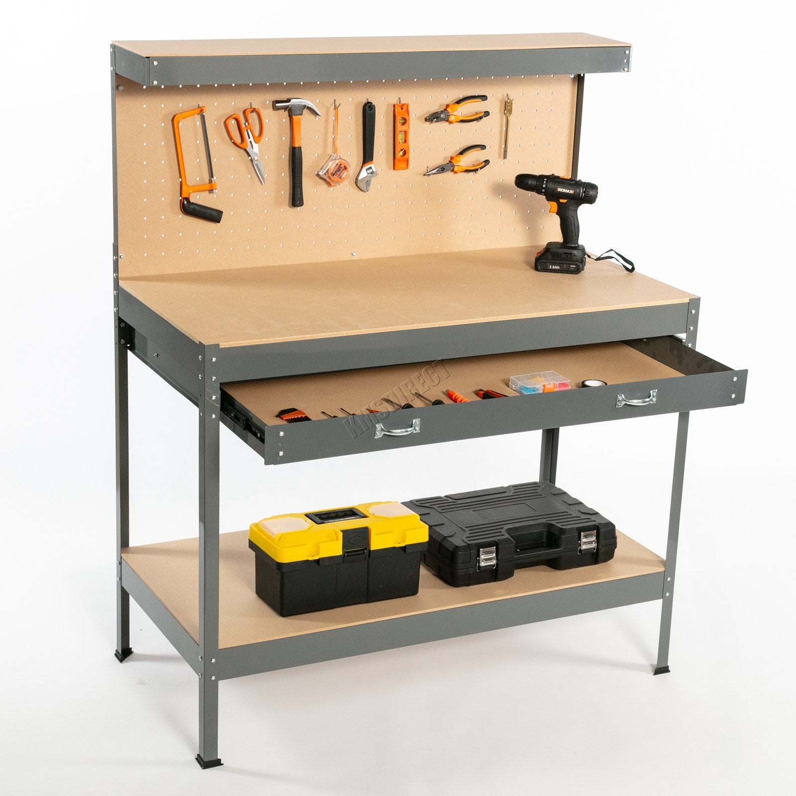 SwitZer Steel Work Bench Storage Pegboard