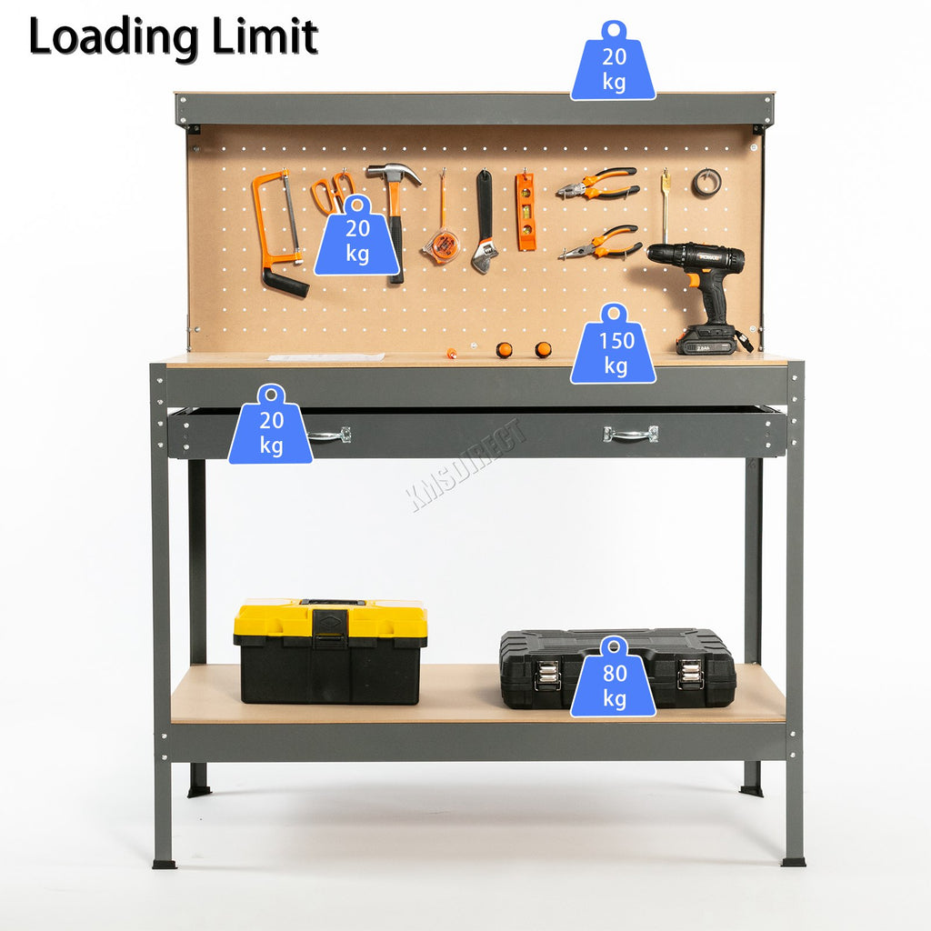 SwitZer Steel Work Bench Storage Pegboard