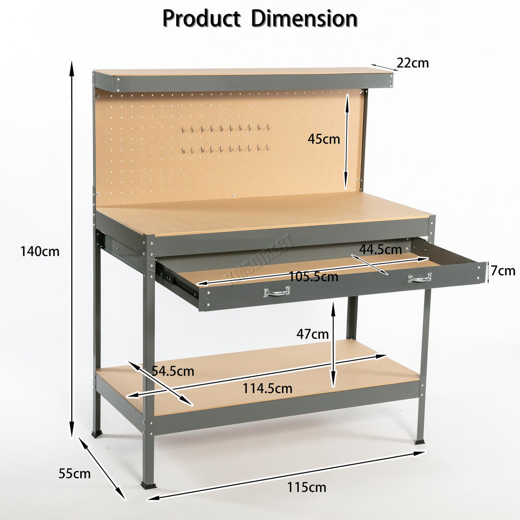 SwitZer Steel Work Bench Storage Pegboard
