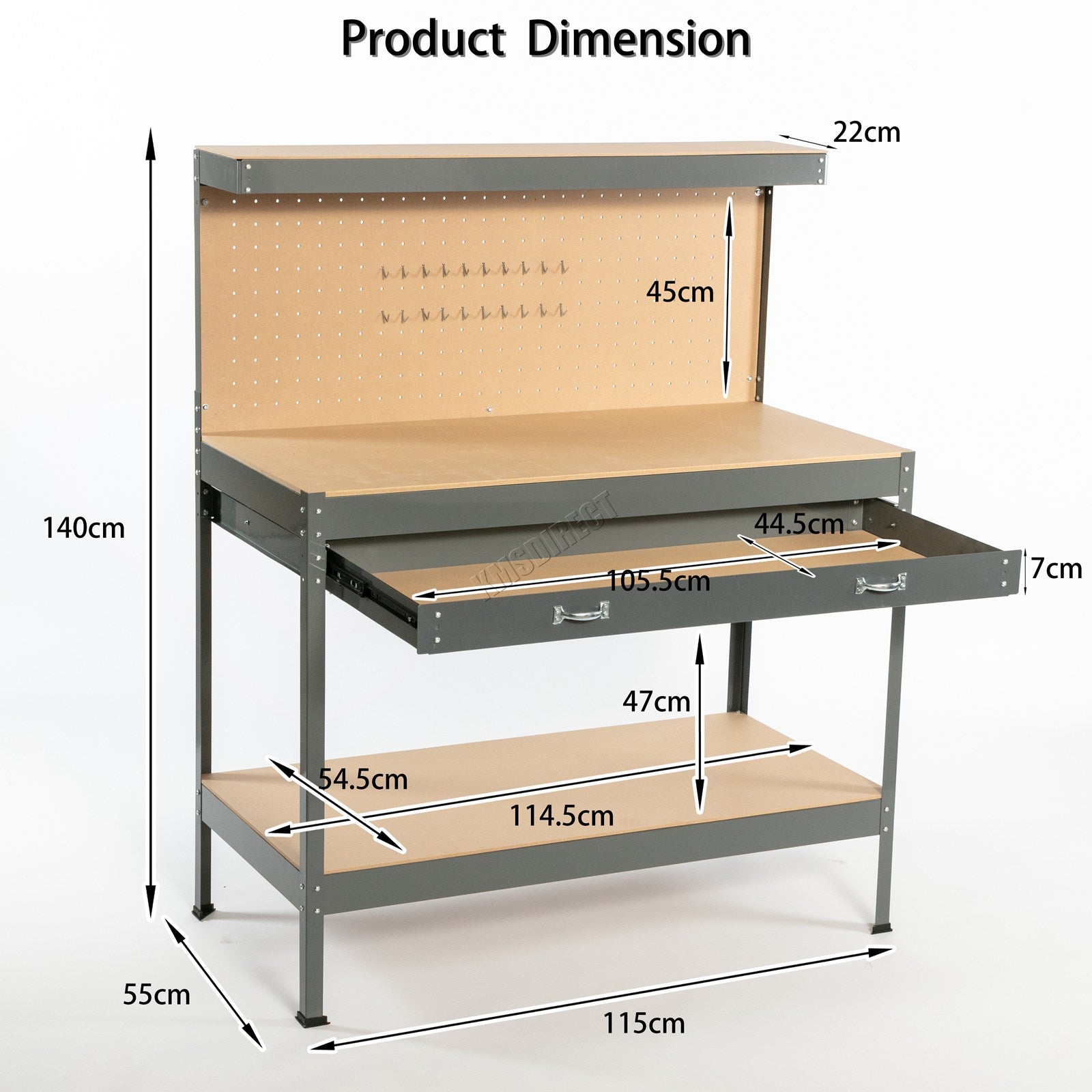 SwitZer Steel Work Bench Storage Pegboard