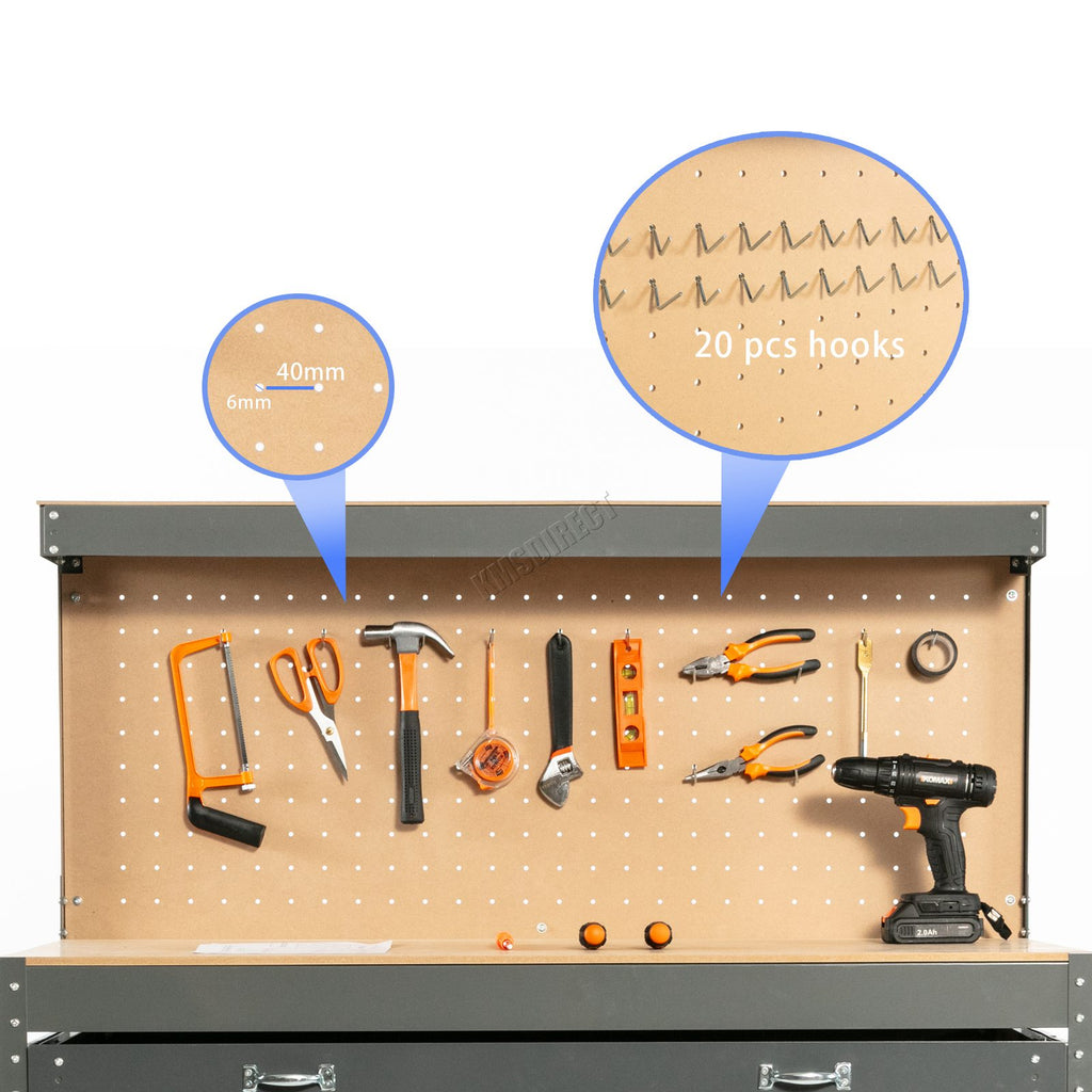 SwitZer Steel Work Bench Storage Pegboard