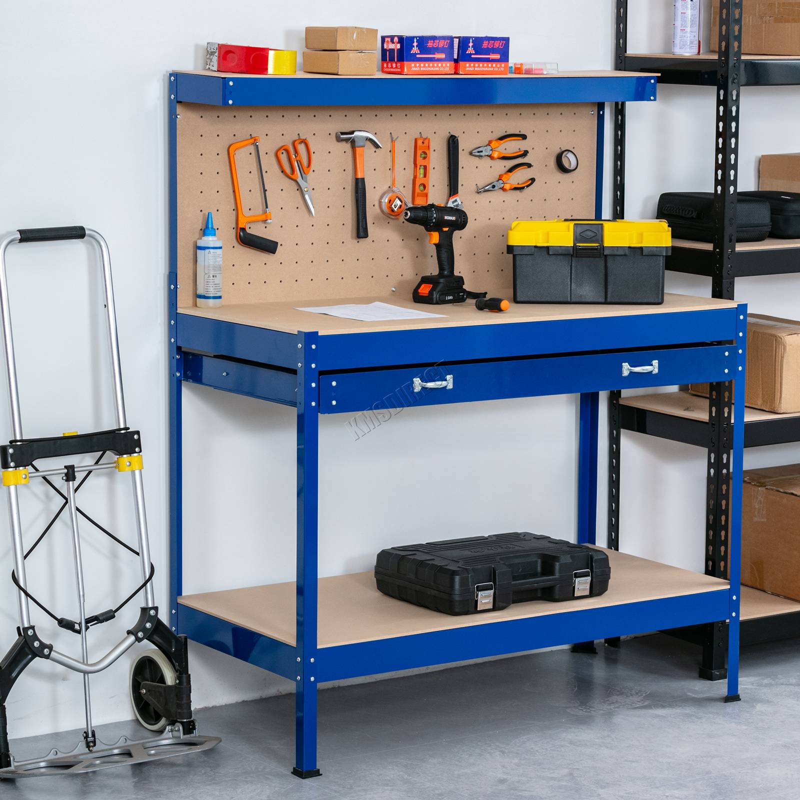 SwitZer Steel Work Bench Storage Pegboard