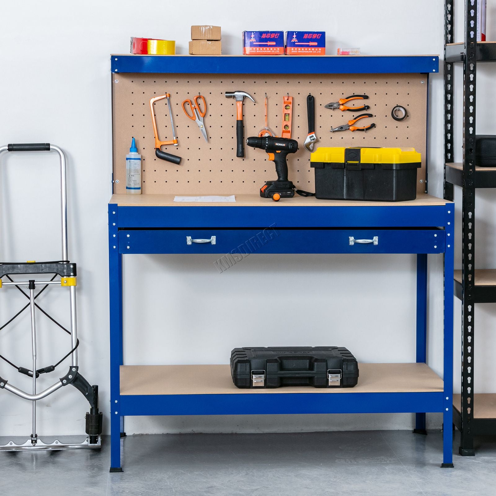 SwitZer Steel Work Bench Storage Pegboard