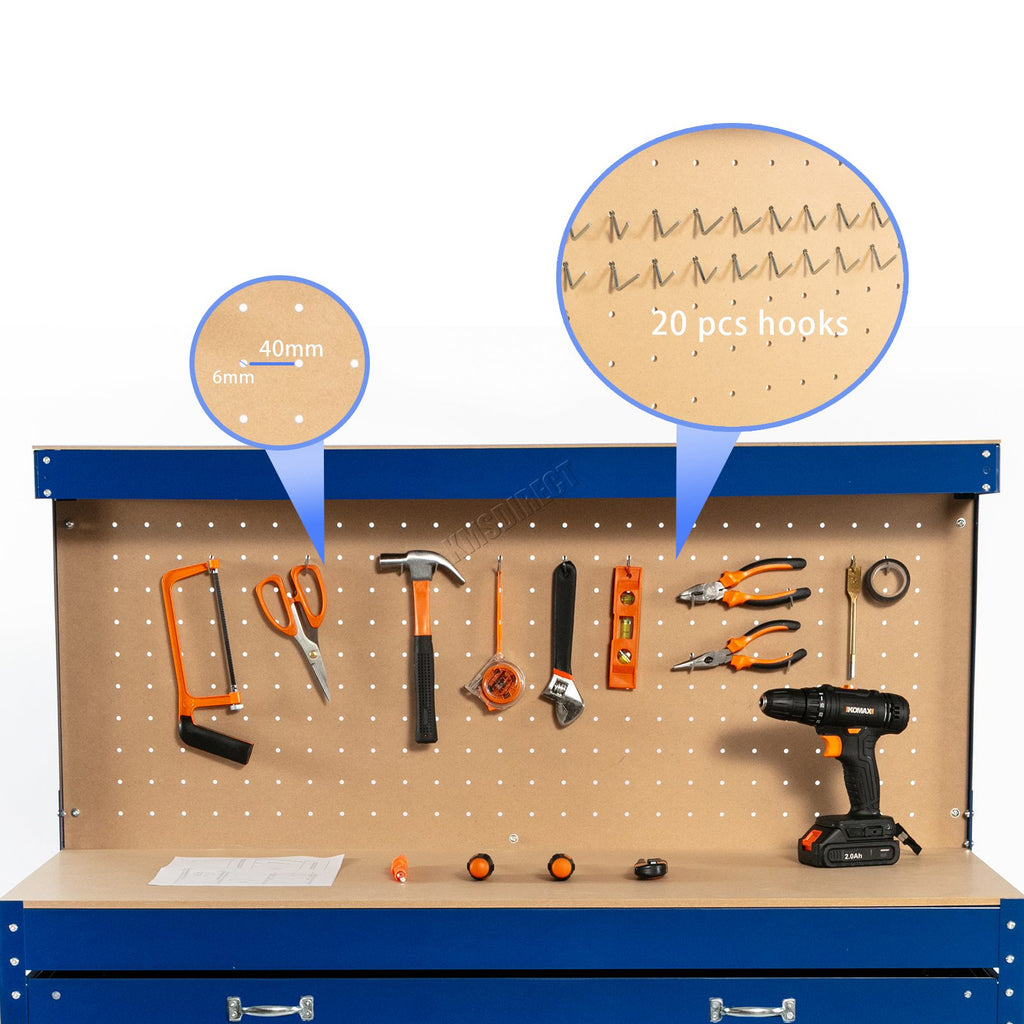 SwitZer Steel Work Bench Storage Pegboard