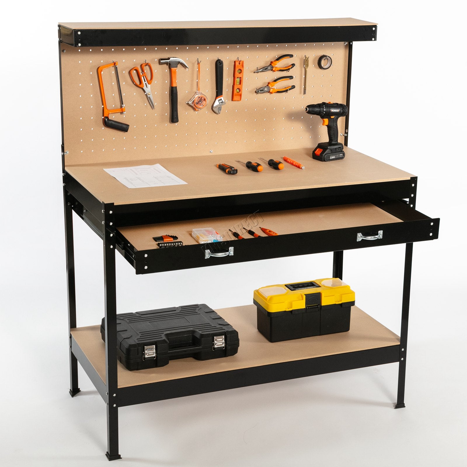 SwitZer Steel Work Bench Storage Pegboard