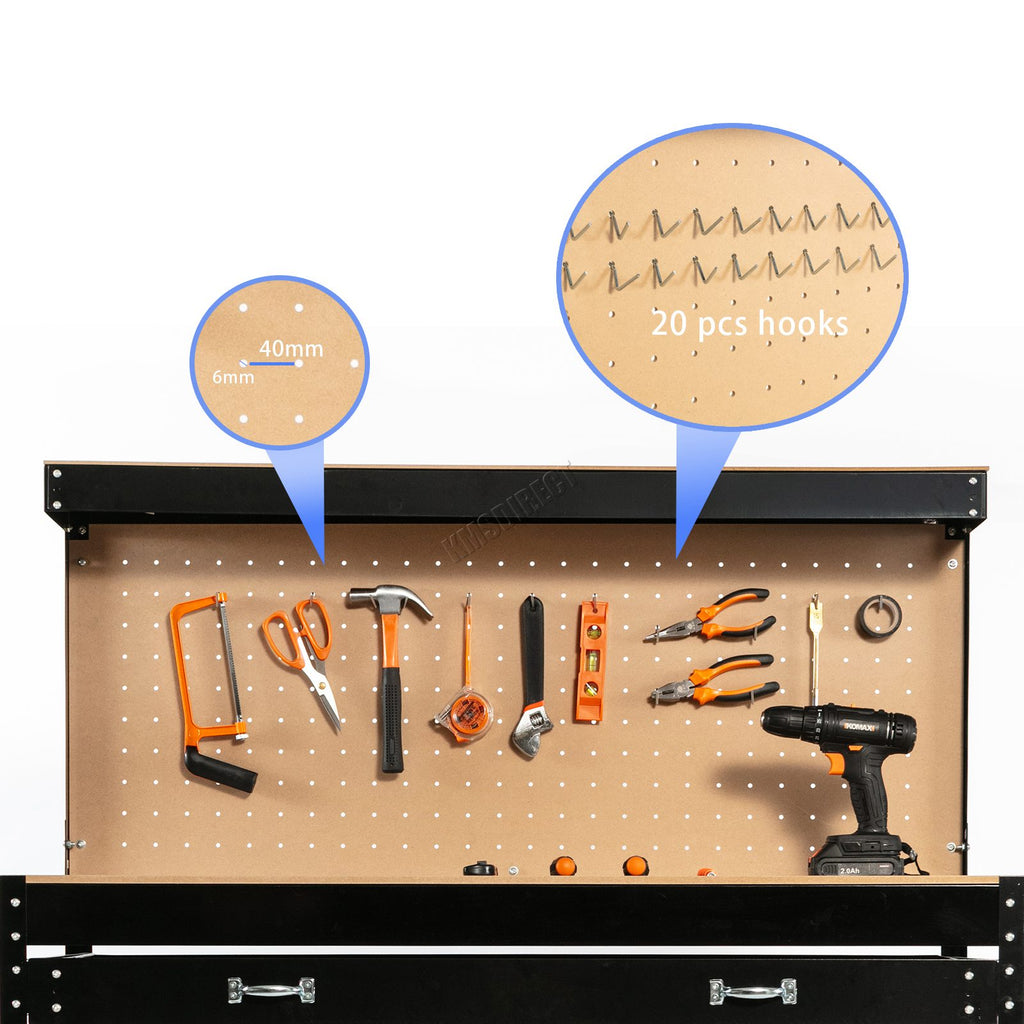 SwitZer Steel Work Bench Storage Pegboard