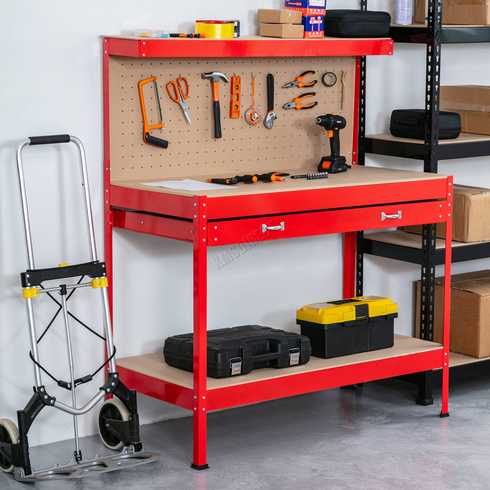 SwitZer Steel Work Bench Storage Pegboard
